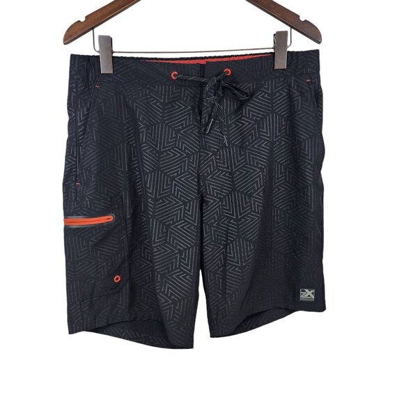 ZeroXposur Mens Plunge Swim Shorts 9" Swim Trunks Men's Size M Black Red UPF 50+ - Picture 1 of 7